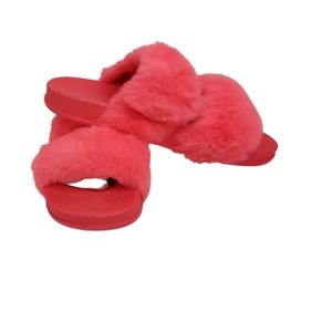 Wild Diva Neon Furry Slides Size 6
